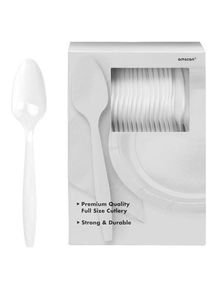 Amscan 100 hvide plastiske skeer Glory 20cm