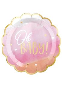 Amscan 8 Oh Sweet Baby papierowy talerz 25cm