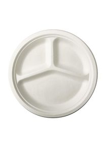 Papstar 50 assiettes rondes de canne à sucre en 3 parties 26cm