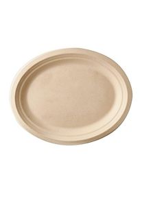 Papstar 50 assiettes ovales de canne à sucre naturel 32 x 25,5 cm
