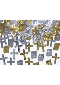 partydeco Décor dispersé Bible et croix argent or 15g