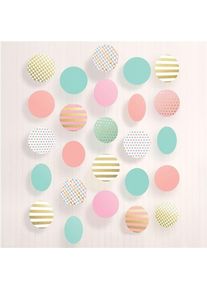 Amscan 5 décorations suspendues de confettis colorés pastel et métalliques