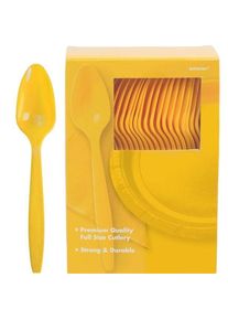 Amscan 100 cuillères en plastique jaune