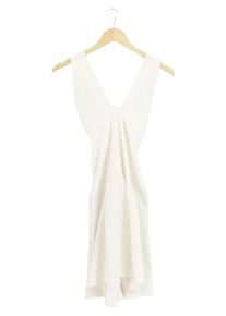 TRUSSARDI JEANS Sommerkleid Damen Gr. 44 Weiß Elegant Midikleid Polyester