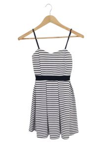 MADE IN ITALY Sommerkleid Gr. 34 Schwarz Weiß Gestreift Elegant Midikleid