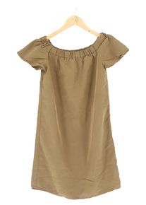 H&M BASIC Sommerkleid Damen Gr. 36 S Braun Casual Bohème Raffungen Modal