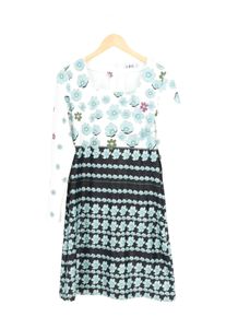 L.B.C. Damen Sommerkleid Blumenmuster Blau Weiß Kurz Gr. M/40