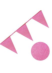 Rosa Wimpel Girlande aus Papier mit Glitter 6 Meter (20x30cm)