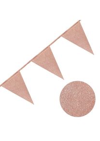 Wimpel Girlande in Rosegold aus Papier mit Glitter 6 Meter