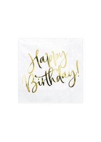 partydeco 20 Geburtstags Servietten Gold Metallic bedruckt