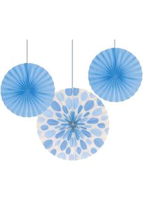 Creative Party 3 Papier Dekofächer Pastell Blau 30 & 41cm
