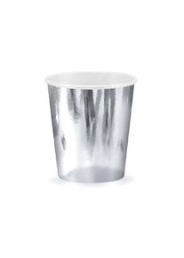 partydeco 6 kleine Papp Becher Silber Glanz 180ml