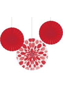 Creative Party 3 Papier Dekofächer Klassisch Rot 30 & 41cm