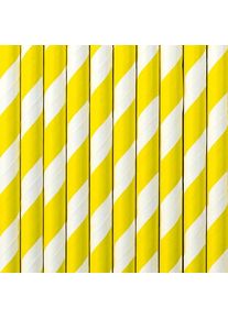 partydeco 10 Papier Trinkhalme gelb weiß gestreift