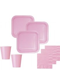 48 Teile Party Deko Set Baby Rosa für 14 Personen