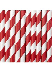 20 Papier Trinkhalme rot weiß gestreift