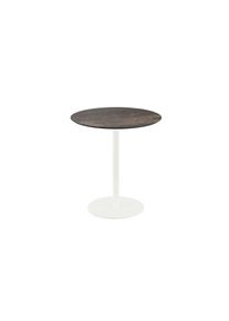 Essentials Urban Terrassentisch Wei&szlig; Gestell + Riverwashed Wood Hpl &Oslash;70 Cm