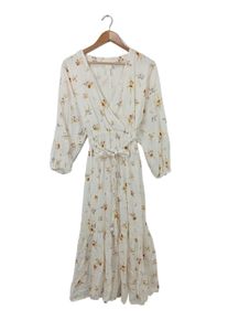 H&M H&M Sukienka z falbanami Damski, Rozmiar 34, w kolorze białej wełny, Bawełna