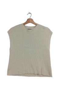 Zara Sweter bez rękawów z cienkiej dzianiny Damski, Rozmiar 38, w kolorze białej wełny