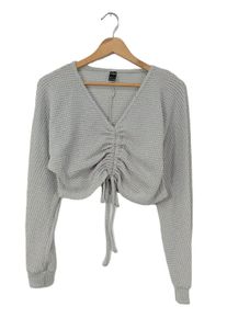 Shein Koszula o skróconym kroju Damski, Rozmiar 34, jasnoszary, Poliester
