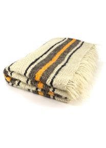 Handwoven blanket with orange stripe 210 x 220 cm