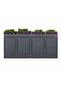 Coș de gunoi Stahlfred pentru coșuri de gunoi cu acoperiș combinat pentru ghiveci (120 - 240 litri) - Gri Mica de fier (DB703) / 3x 120 / 3x 240