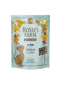 1kg Rosie's Farm Single Meat Adult poisson avec riz nourriture sèche pour chien