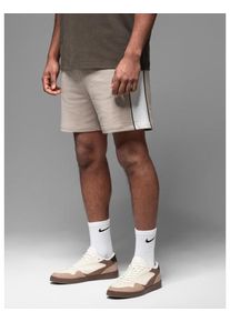 Férfi rövid pulóver nadrág széles csíkokkal - bézs V2 OM-SRSK-0182