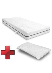 Saltea vâscoelastică cu 7 zone Sleezzz Smart 90 x 200 cm, înălțime 18 cm, nivel de fermitate H3 cu spumă cu aer cu memorie + pernă CloudComfort Bas...