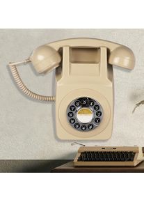 Retro Wall Mount Phone Plastic Telephone with Button Dial and Mechanical Bell, Wall Landline Telephone for Kitchen, Bathroom