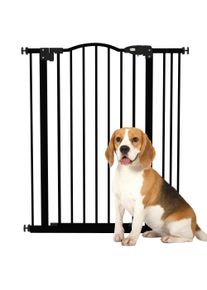 PawHut Safety Pet Gate, Metal Dog Fence, Adjustable 74-87cm, Foldable Design, Sleek Black | Aosom Ireland