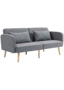HOMCOM 3/2 Seater Sofa Bed, Convertible Bed Settee, Modern Fabric Loveseat Sofa Couch with 2 Cushions for Living Room, Guest Room, Grey | Aosom Ireland