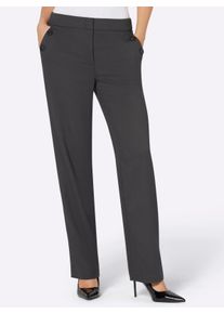 Dames Broek met ruitpatroon in grafiet ,maat 20, WITT, 65% Polyester, 31% Viscose, 2% Elastan, 2% Wol