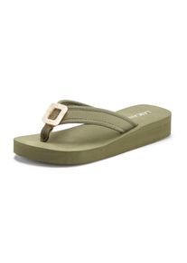 Lascana Dames Badslippers in olijfgroen ,maat 35, Witt, 100% Textiel