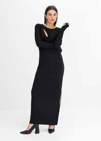 bonprix Sukienka maxi z wycięciami i marszczeniem, czarny, 36/38
