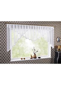 Kuvertgardin med satinband i återvunnen polyester - vit - storlek 120x300 cm - bonprix