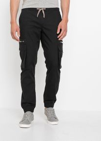Stretchig dra på-byxa med cargofickor Regular Fit - svart - storlek 60 - bonprix