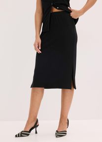 Ribbad jerseykjol - svart - storlek 32/34 (XS) - bonprix