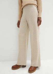 Hundtandsmönstrad stretchbyxa med vida ben - beige - storlek 48/50 (XL) - bonprix