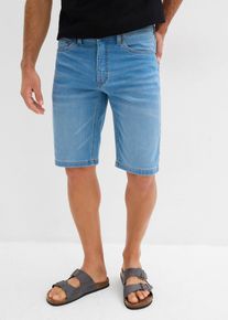 Jeansbermudas i trikå (2-pack) smal passform - blå - storlek 42 - bonprix