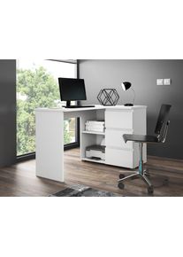 Számítógépes sarok íróasztal fiókkal fehér