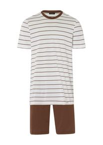 Hanro Pyjama kurz 'Night & Day' Herren braun / weiß Größe M