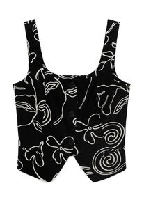 Mango Dames Gilet 'LIZA' zwart / wit 32