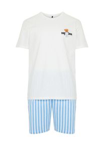 Trendyol Pyjama Herren ecru / hellblau Größe S