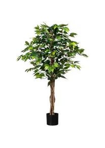 P & B Kunstpflanze , Braun, Grün, Schwarz , Kunststoff, Naturmaterialien , 120 cm , inkl. Topf, mit Naturstamm , Dekoration, Blumen & Blumentöpfe