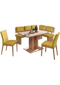 Cantus Eckbankgruppe , Eichefarben, Senfgelb , Textil, Holzwerkstoff , eckig , Stoffauswahl, seitenverkehrt erhältlich, in verschiedenen Holz-Dekoren erhältlich , Esszimmer, Bänke, Eckbankgruppen