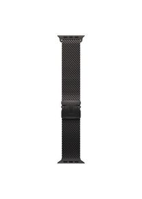 Curea Smartwatch Apple MXKF3ZM/A pentru Watch 49mm, Titanium Milanese Loop, Small (Negru)