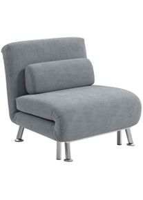 HOMCOM Single Sofa Bed, 1 Person Sleeper Foldable Lounge with Pillow, Grey | Aosom Ireland