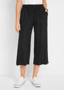 Pantalon 3/4 en viscose avec tour de taille élastique - noir - taille 56 - Viscose - bonprix