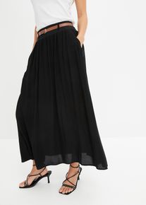 Jupe longue avec ceinture (ens. 2 pces) - noir - taille 38 - Viscose - bonprix